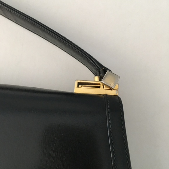 Gucci Black Leather Handbag 2 Way Straps 1980's Vintage - Picture 2 of 15